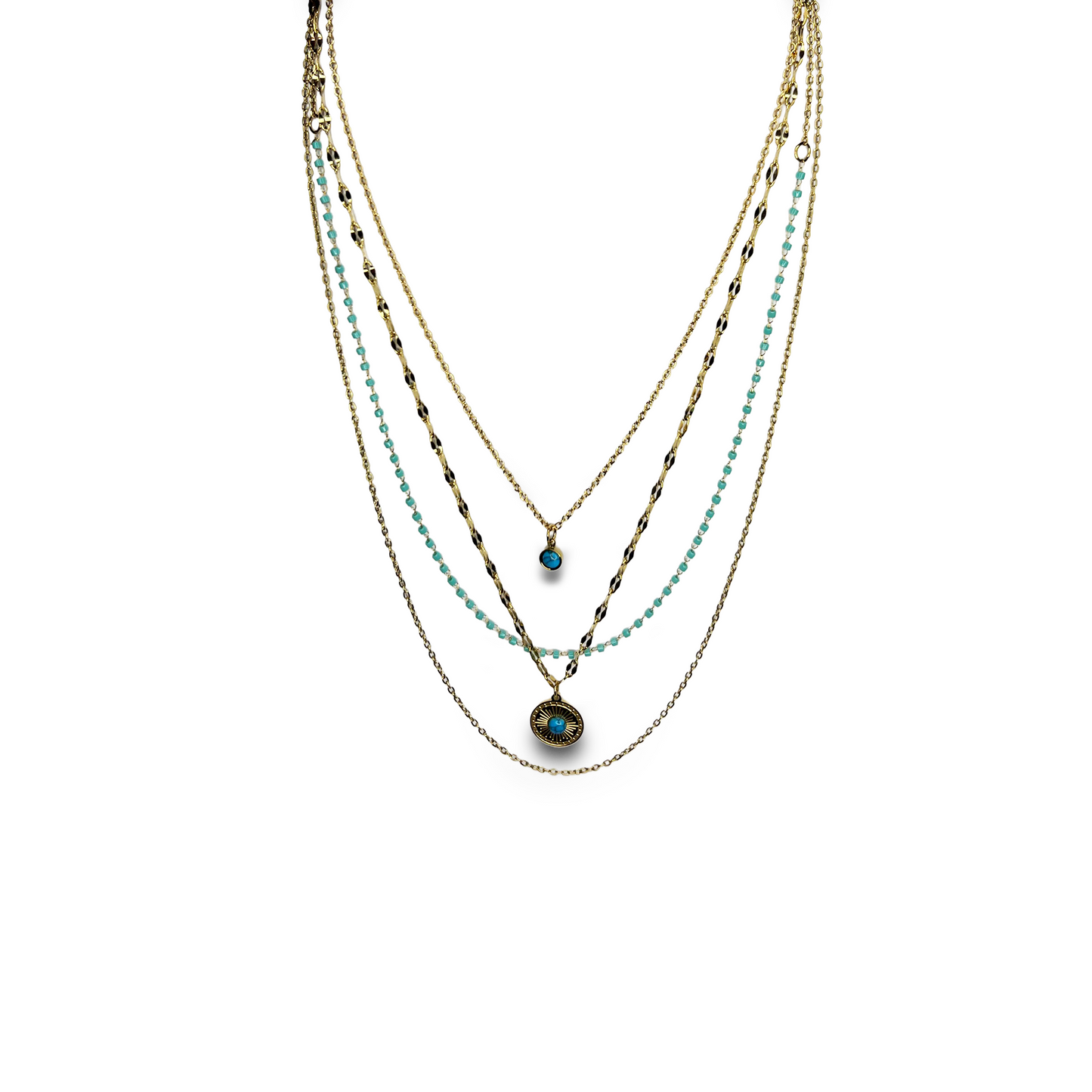 Collar Helena | Joyería bañada en oro 18K en capas con detalles turquesa