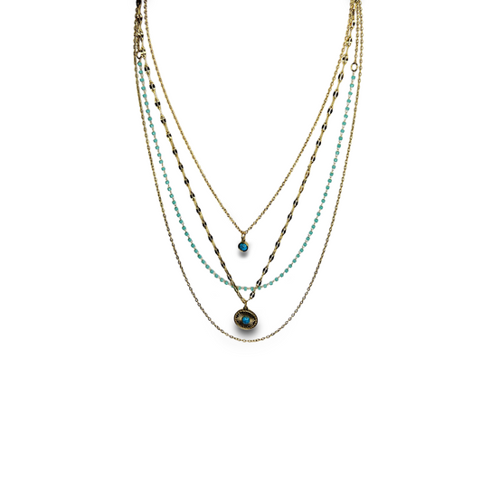 Collar Helena | Joyería bañada en oro 18K en capas con detalles turquesa