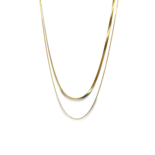 Collar Sofía | Joyería minimalista bañada en oro 18K con doble cadena elegante